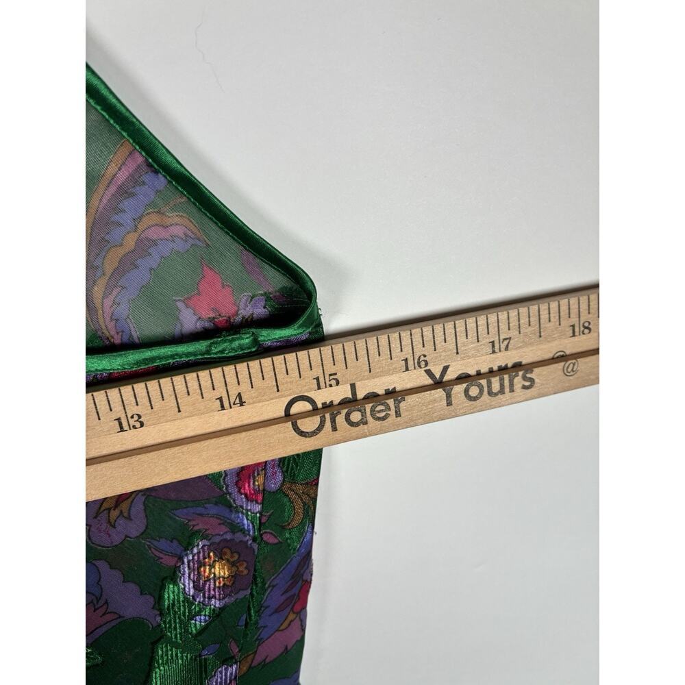 Vintage Victoria’s Secret Gold Label XS/S Green Floral Teddy Chiffon Ruffle 90s - Picture 7 of 8